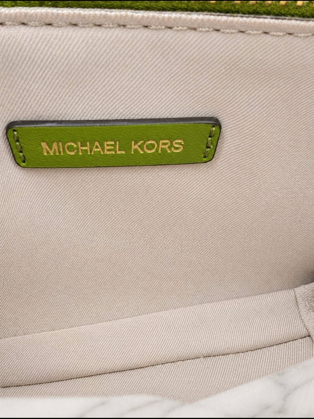 Michael Kors Green Pebbled Leather Mini Double-Pocket Shoulder Bag - Picture 6 of 7